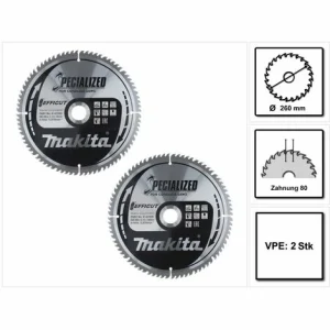 Makita CMSXF26080G SPECIALIZED EFFICUT Sägeblatt 260 X 30 X 1,65 Mm 2 Stk. ( 2x B-67290 ) 80 Zähne Für Holz 13