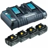 Makita 199485-6 Power Source-Kit Bestehend Aus 4 Akkus BL1860B 6,0 Ah Und 1 Doppel-Schnellladegerät DC18RD 19